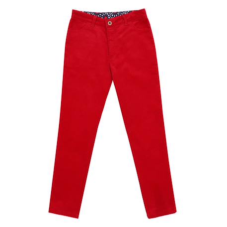 Ensemble   pantalon velours  & blouse fleurie Rouge 3 - vertbaudet enfant 