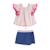 Ensemble été   blouse  & jupe short Rose bleu 1 - vertbaudet enfant 