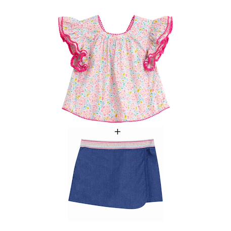 Fille-Ensemble été   blouse  & jupe short