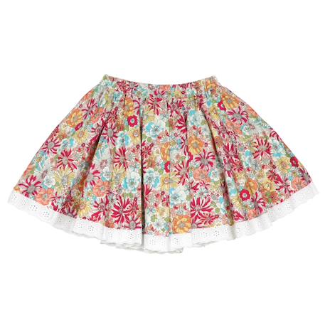 Jupe qui tourne  fleurie  d  cancan Rouge+Vert d'eau 3 - vertbaudet enfant 