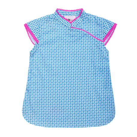 Blouse chinoise    annam Bleu turquoise rose fuchsia 3 - vertbaudet enfant 