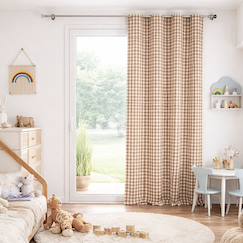 Linge de maison et décoration-Décoration-Rideau 100% coton vichy lourmarin