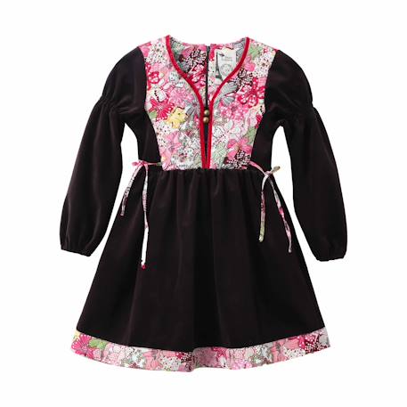 Robe fleurie   et velours   margot Marron rouge 3 - vertbaudet enfant 