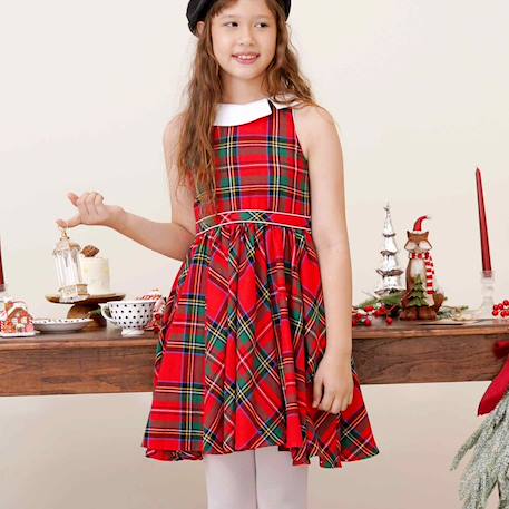 Fille-Robe-Robe qui tourne  à carreaux tartan   hepburn