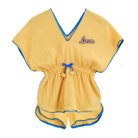 Tunique plage   avec short assorti  love Jaune bleu roi 3 - vertbaudet enfant 
