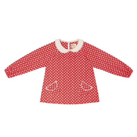 Blouse de noël  à col claudine Rouge blanc 3 - vertbaudet enfant 