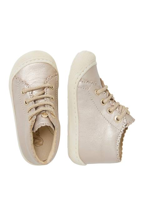 Chaussures premiers pas en cuir lamé cottins Rose poudré- 4 - vertbaudet enfant 