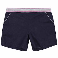 Short en jean intersaison   ceinture à paillettes  poupette  - vertbaudet enfant