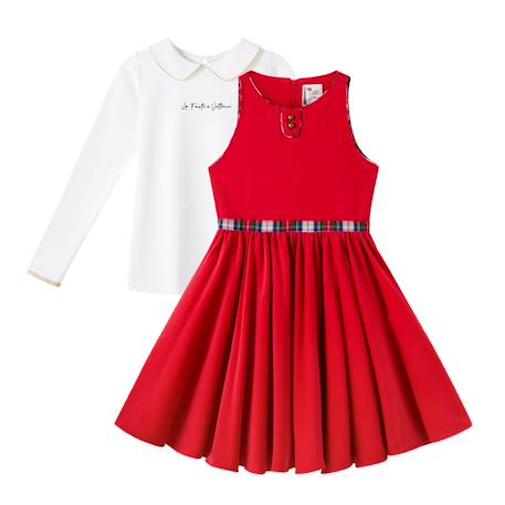 Robe de noël patineuse  + t-shirt Rouge blanc vert 1 - vertbaudet enfant 