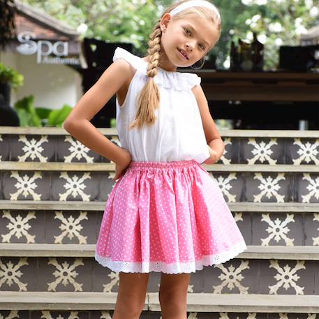 Jupe qui tourne   à pois   cancan Rose saumon 1 - vertbaudet enfant 