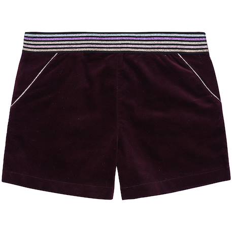 Fille-Short hiver   velours    ceinture à paillettes  poupette