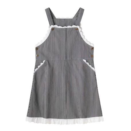 Robe salopette  jean rayée    lola Bleu marine blanc 3 - vertbaudet enfant 