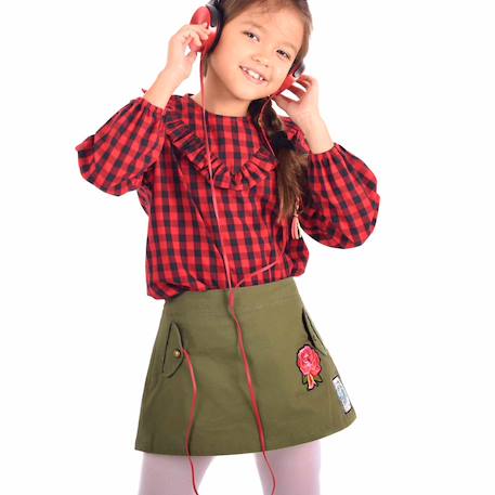 Jupe trapèze     mini ska Kaki 1 - vertbaudet enfant 