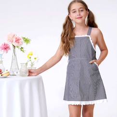 Robe salopette  jean rayée    lola  - vertbaudet enfant
