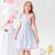 Robe de cérémonie  rayures   à volants  lili Bleu ciel 1 - vertbaudet enfant 