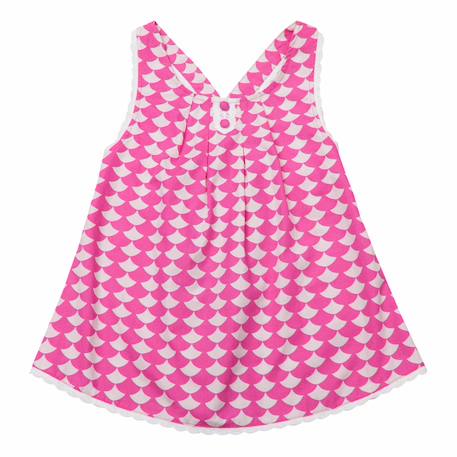 Blouse bretelles été   coton   et fine dentelle  anais Rose fuchsia blanc 3 - vertbaudet enfant 