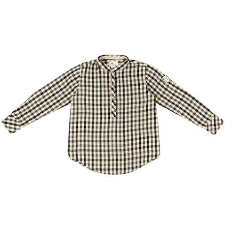 Chemise col mao   carreaux    liverpool Noir beige 3 - vertbaudet enfant 