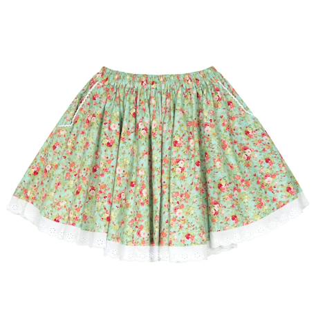 Jupe qui tourne  fleurie  d  cancan Rouge+Vert d'eau 8 - vertbaudet enfant 