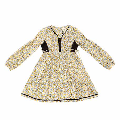 Robe liberty  à manches longues   margot Jaune marron 3 - vertbaudet enfant 