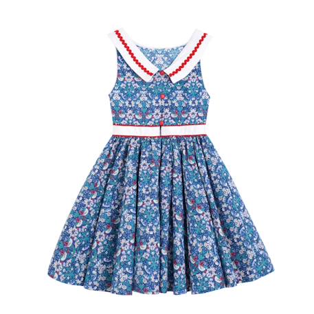 Robe  qui tourne liberty  et   hepburn Bleu rouge 3 - vertbaudet enfant 