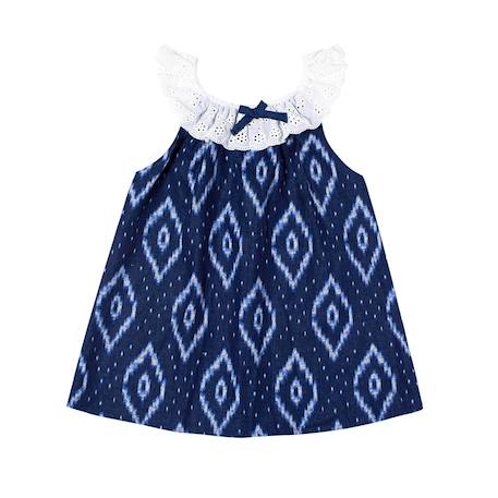 Blouse tie-and-dye été   bleu marine  col 2-en-1  aurore Bleu marine blanc 3 - vertbaudet enfant 