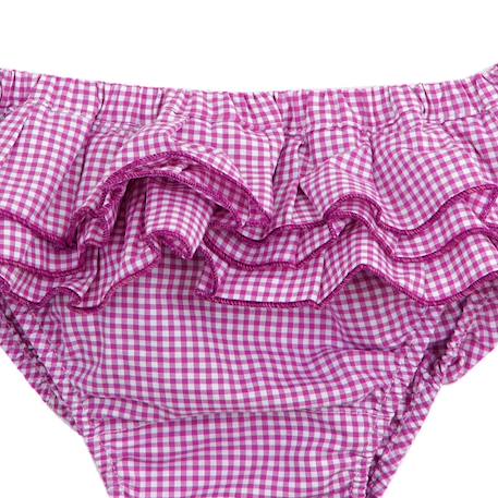 Maillot de bain 2 pièces vichy   à volant  swan Violet blanc 3 - vertbaudet enfant 