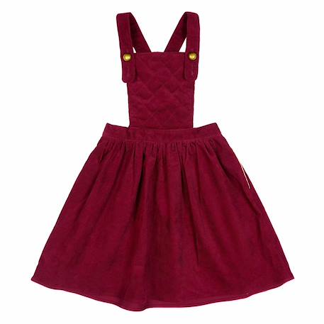 Robe salopette   velours    ecolière Bordeaux+Rose pastel 3 - vertbaudet enfant 