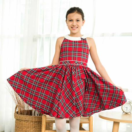 Robe qui tourne  à carreaux tartan   hepburn Rouge tartan 1 - vertbaudet enfant 