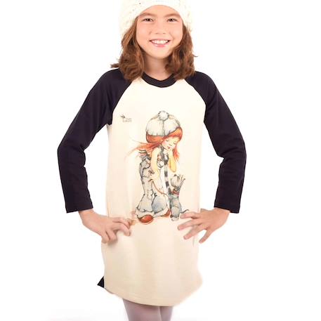 Robe sweat   et  dessin poulbot  baby Beige noir 3 - vertbaudet enfant 