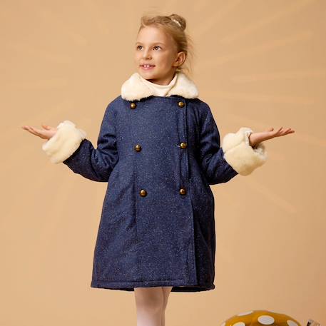 Fille-Manteaueau    en laine et fausse fourrure  anoushka