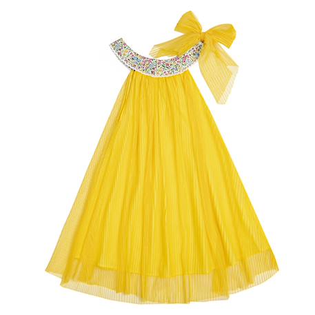 Robe cérémonie   col liberty   alizee Jaune lilas fleuri 3 - vertbaudet enfant 