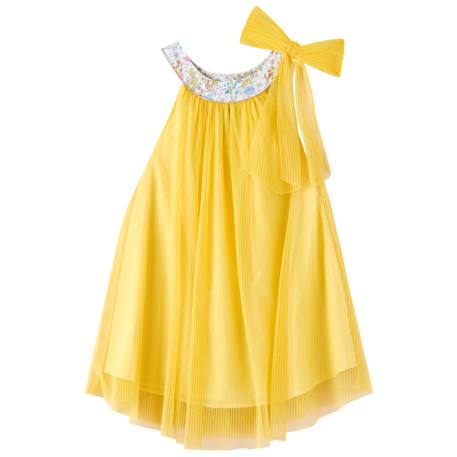 Robe demoiselle d'honneur  col liberty   alizée Jaune fleuri rose bleu+Rose fleuri multicolore 3 - vertbaudet enfant 