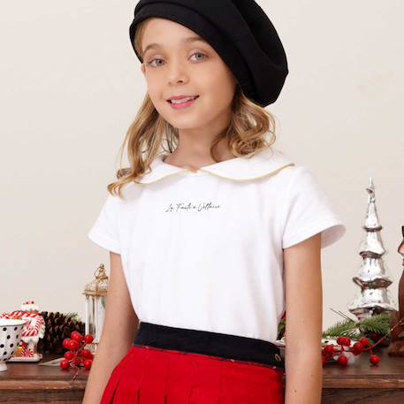 Fille-T-shirt  col claudine  à manches courtes  sophia