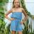 Combishort été  fleuri   effet soie  athena Bleu vert 1 - vertbaudet enfant 