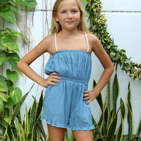 Fille-Combishort été  fleuri   effet soie  athena