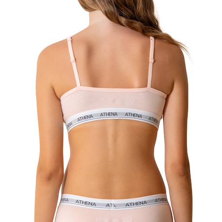Lot de 2 brassières coton ultra doux Blanc-gris chiné+Blanc-rose pastel+Bleu titane-gris chiné 8 - vertbaudet enfant 