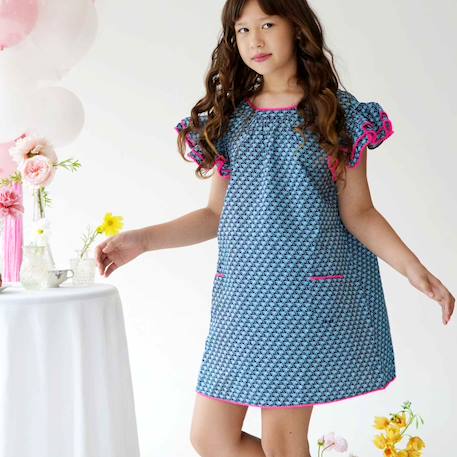 Robe  été   ample  butterfly Bleu marine+Jaune bleu+Rose bleu pastel+Violette bleu 1 - vertbaudet enfant 