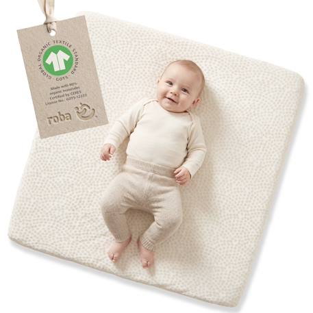 Housse de matelas à langer en coton bio motif pois en relief seashells Ecru 1 - vertbaudet enfant 