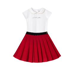 Ensemble jupe plissée velours  + t-shirt   london  - vertbaudet enfant