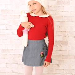 Jupe en jeans    rayures  et   mini ska  - vertbaudet enfant