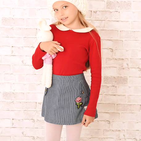 Fille-Jupe en jeans    rayures  et   mini ska