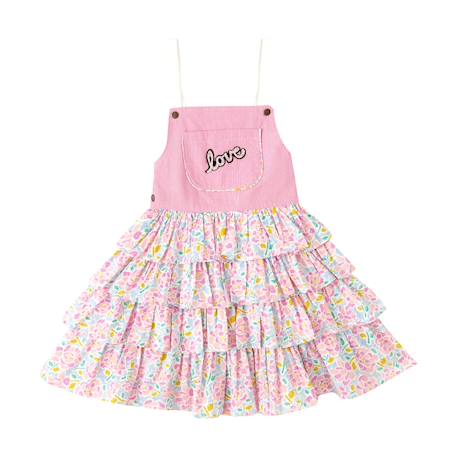 Robe salopette liberty     gigi Rose bleu pastel 3 - vertbaudet enfant 