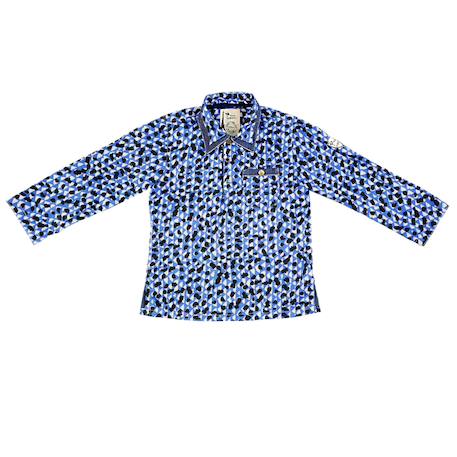 Chemise popeline    à manches longues  caspar Bleu foncé blanc noir 3 - vertbaudet enfant 