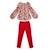 Ensemble   pantalon velours  & blouse fleurie Rouge 1 - vertbaudet enfant 