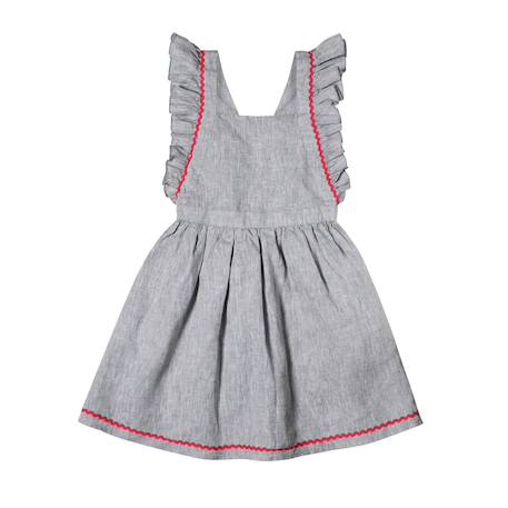 Robe cérémonie bohème  en lin  taupe  lili Gris taupe fuchsia 3 - vertbaudet enfant 