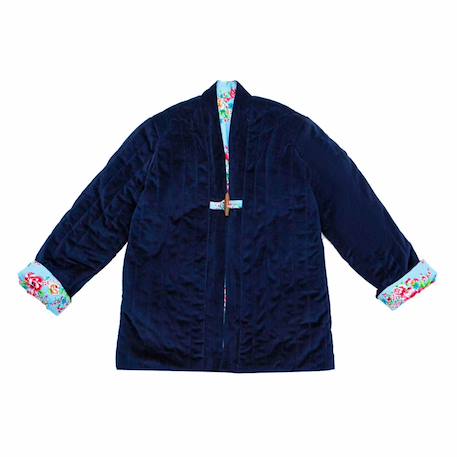 Veste chinoise    réversible fleurie   kim Bleu marine bleu turquoise+Bleu marine rouge 3 - vertbaudet enfant 