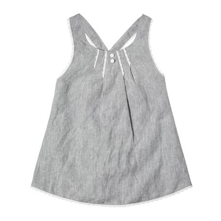 Blouse  en lin  et fine dentelle  anais Gris souris 3 - vertbaudet enfant 
