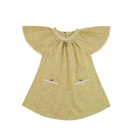 Robe fleurie   manches papillon   butterfly Vert kaki fleuri 3 - vertbaudet enfant 