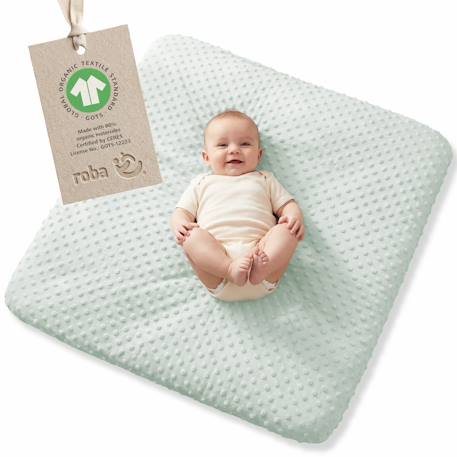 Housse de matelas à langer extensible en coton bio lil planet Bleu clair+Gris argenté+Vert givré 13 - vertbaudet enfant 