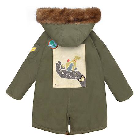 Parka chaude garçon longue à capuche - rock & peace Vert kaki 3 - vertbaudet enfant 